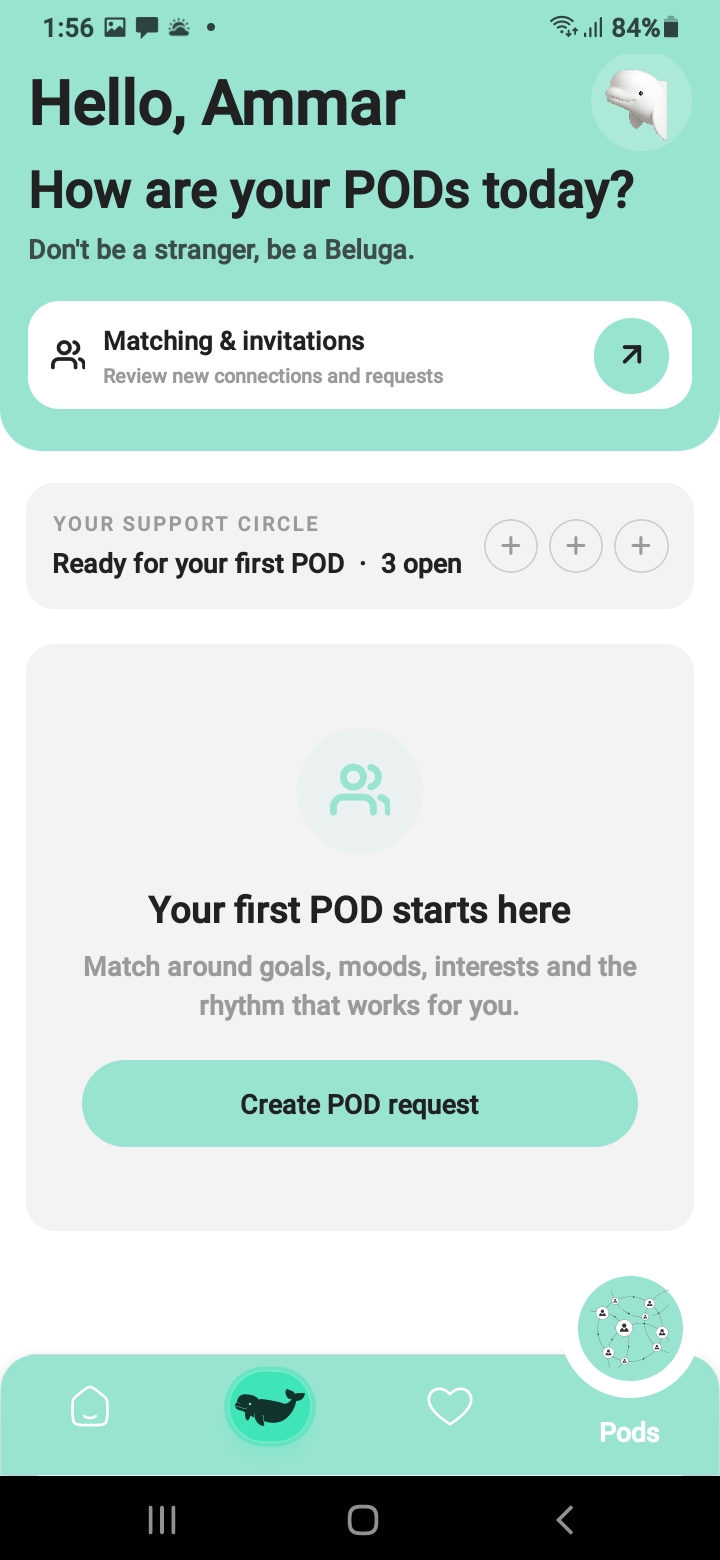 Find your pod in the Beluga app